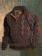 Men's brown knitted jacket with suede elbow patches