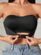 Bandeau sans bretelles noir avec fermeture à crochets pour femme