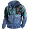 Veste à capuche zippée motif géométrique multicolore