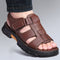 Sandales pour Hommes | Bout Ouvert & Velcro | Confortables & Antidérapantes | Cuir de Vachette & Semelle en Caoutchouc