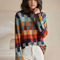 Pull en Laine à Carreaux Multicolores pour Femme