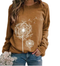 Sweat-shirt marron à motif pissenlit pour femme
