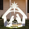 Crèche de Noël en bois blanc avec étoile et personnages