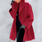 Women's red coat with wide collar and long sleeves
