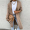 Cardigan lungo da donna in maglia beige