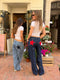 Jeans évasés avec étoiles colorées pour femmes