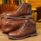 Chaussures Bottines en Cuir Marron pour Hommes avec Fermeture Éclair