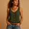 Débardeur Femme Vert Boutonné Casual