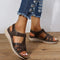 Sandales en cuir marron pour femme avec semelle compensée