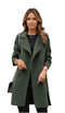 Manteau Femme Vert à Double Boutonnage avec Poches