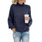 Pull en maille bleu marine pour femme, col roulé, manches longues