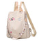 Sac à dos beige avec broderie florale et sangle décorative