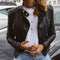 Veste en cuir noir pour femme avec fermeture éclair