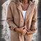 Manteau en laine beige pour femme avec col à revers