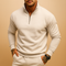 Felpa da uomo beige a maniche lunghe con colletto con zip