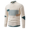 Pull en maille à col montant motif géométrique beige et vert