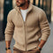 Veste en tricot zippée pour homme beige à col montant