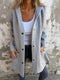 Manteau long gris à capuche pour femme avec boutons